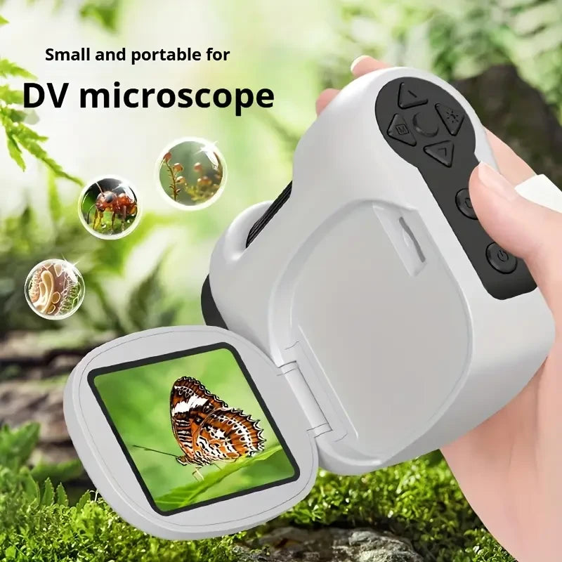 100–1600X Magnification Digital Microscope – 5cm LCD, USB Rechargeable, Photo/Video Recording, Ideal for Students & Hobbyists