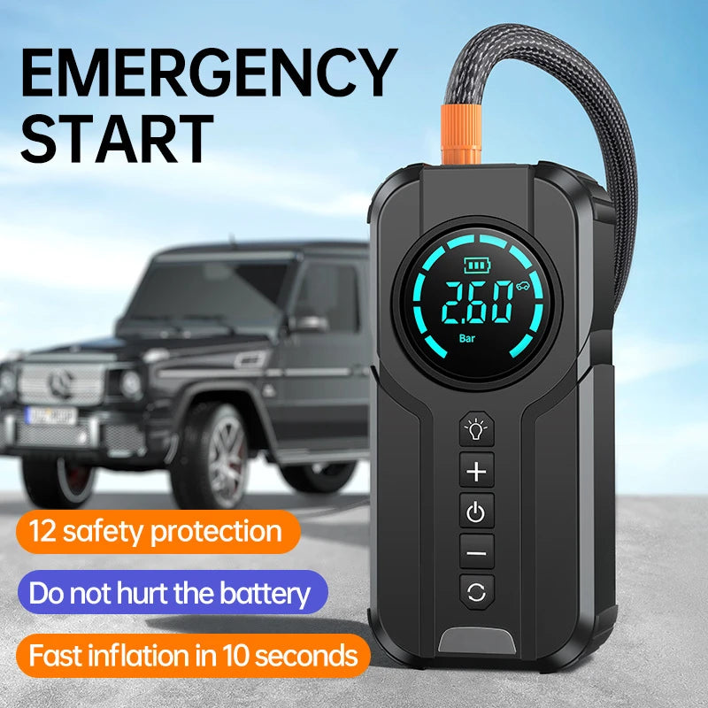 12V Car Emergency Jump Starter with Wireless Charging Power Bank β Portable Rescue Battery Pack