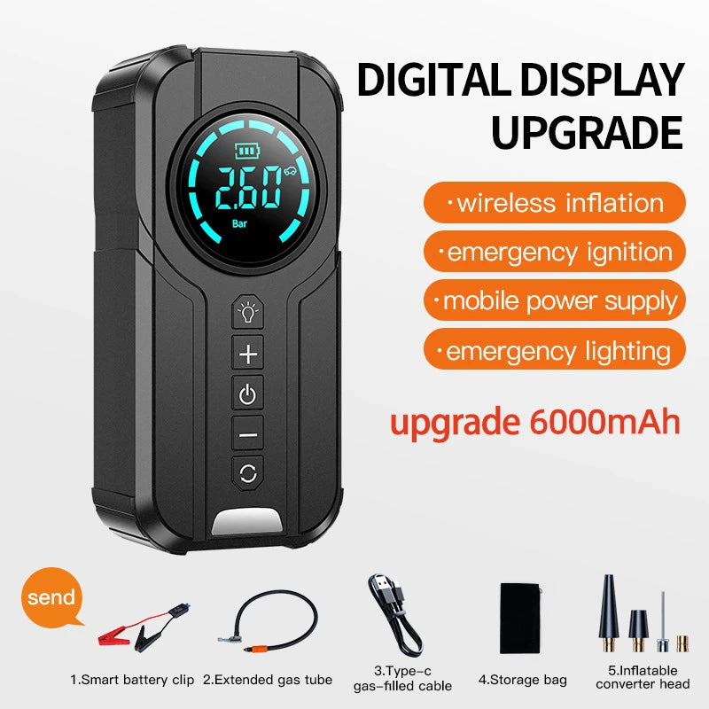12V Car Emergency Jump Starter with Wireless Charging Power Bank β Portable Rescue Battery Pack