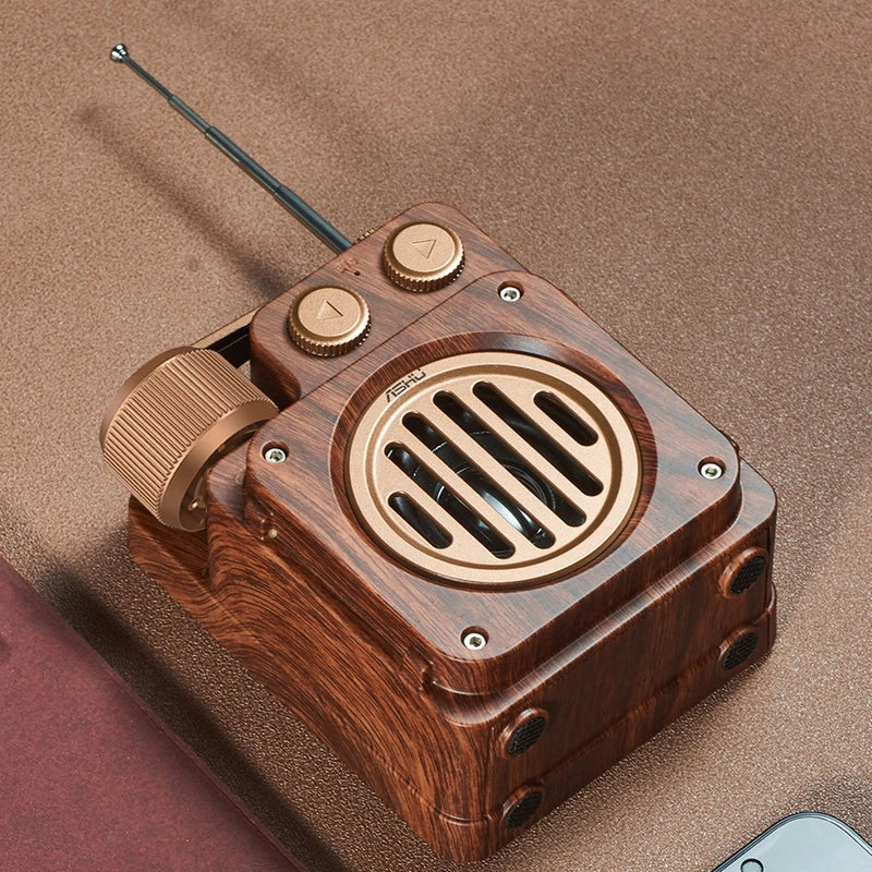 ASHU AS20 Retro Bluetooth Speaker – Portable Wireless Bass Speaker with FM Radio