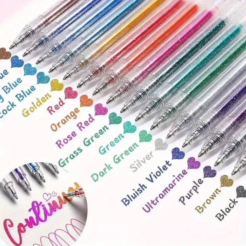 12pcs Color-Changing Glitter Gel Pens – Creative Highlighters for Art, Drawing & Office Supplies