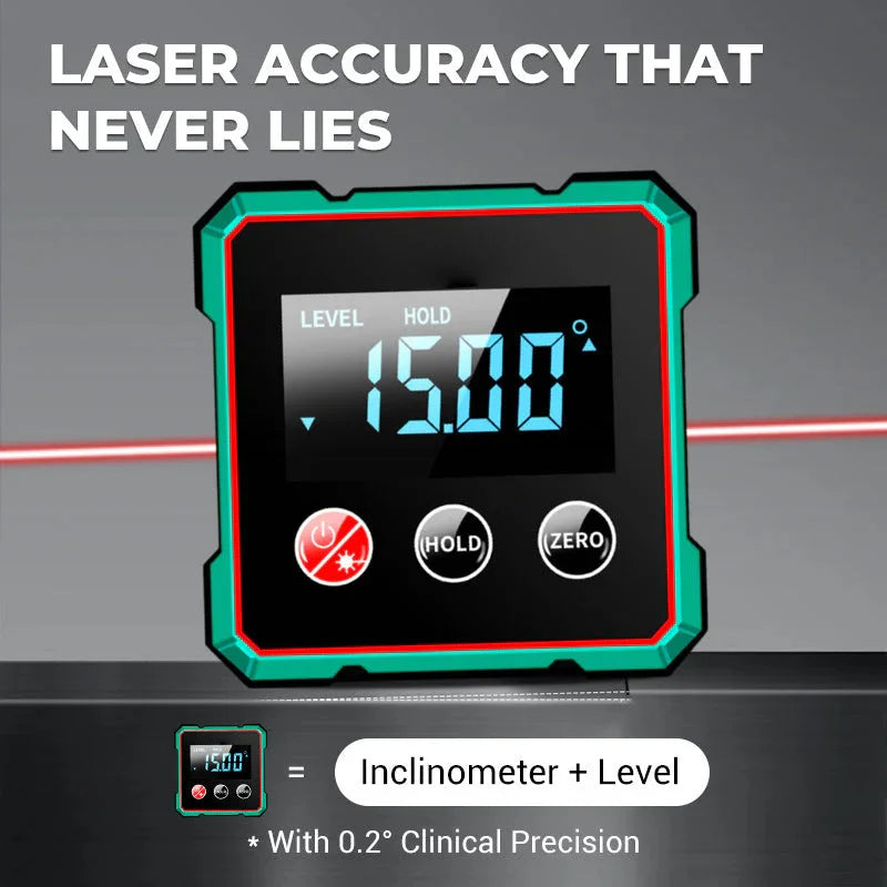 Digital Electronic Angle Finder – Laser Protractor, Inclinometer & Level (0–90°)