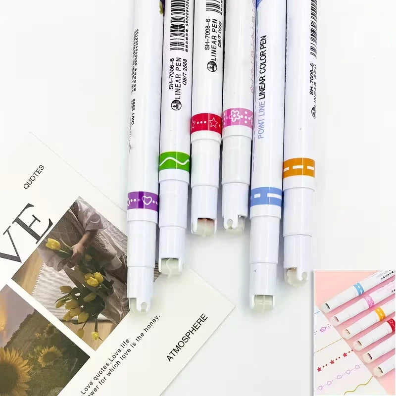 Set of 6 Mixed Flower Fine Line Pens – PVC, Perfect for Notes, Marking & Gift Giving