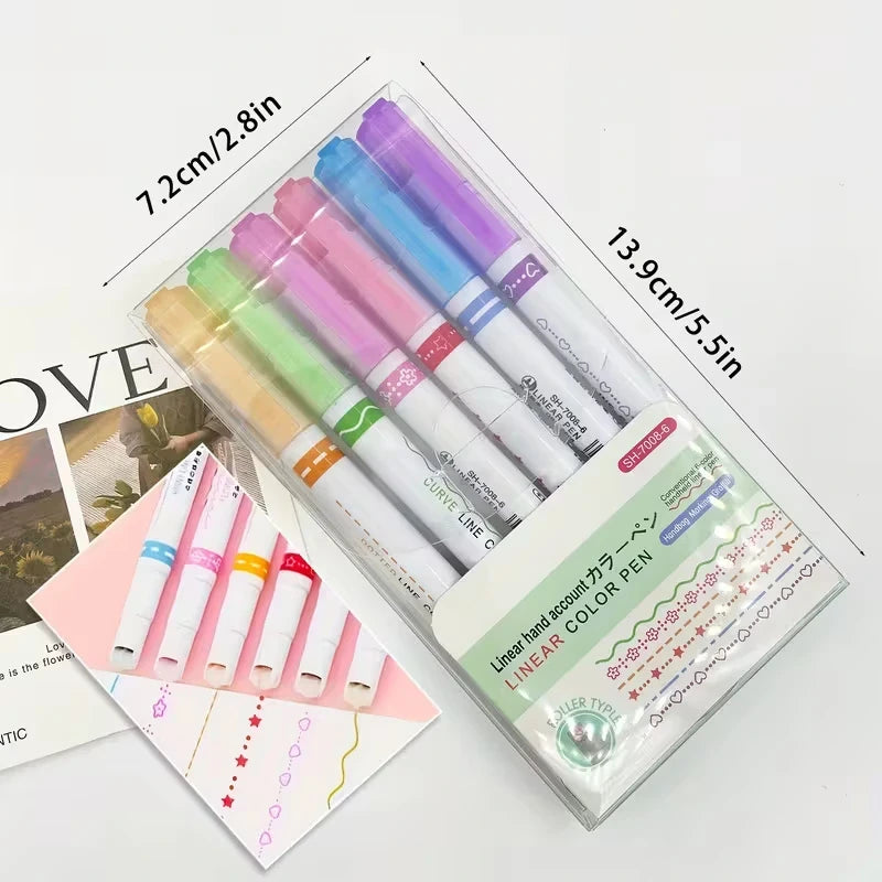 Set of 6 Mixed Flower Fine Line Pens – PVC, Perfect for Notes, Marking & Gift Giving