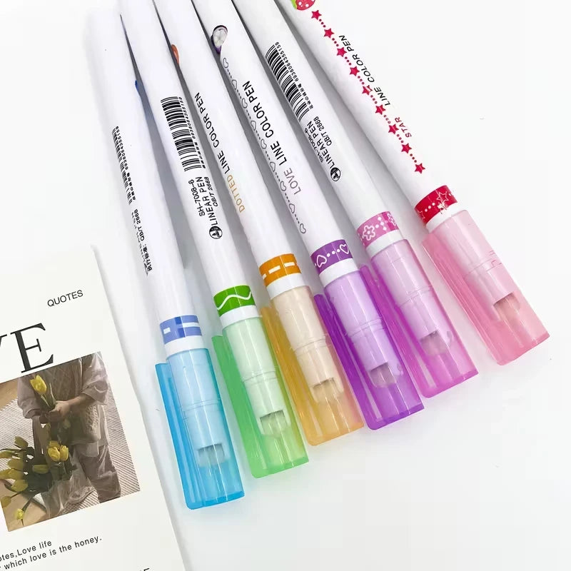 Set of 6 Mixed Flower Fine Line Pens – PVC, Perfect for Notes, Marking & Gift Giving