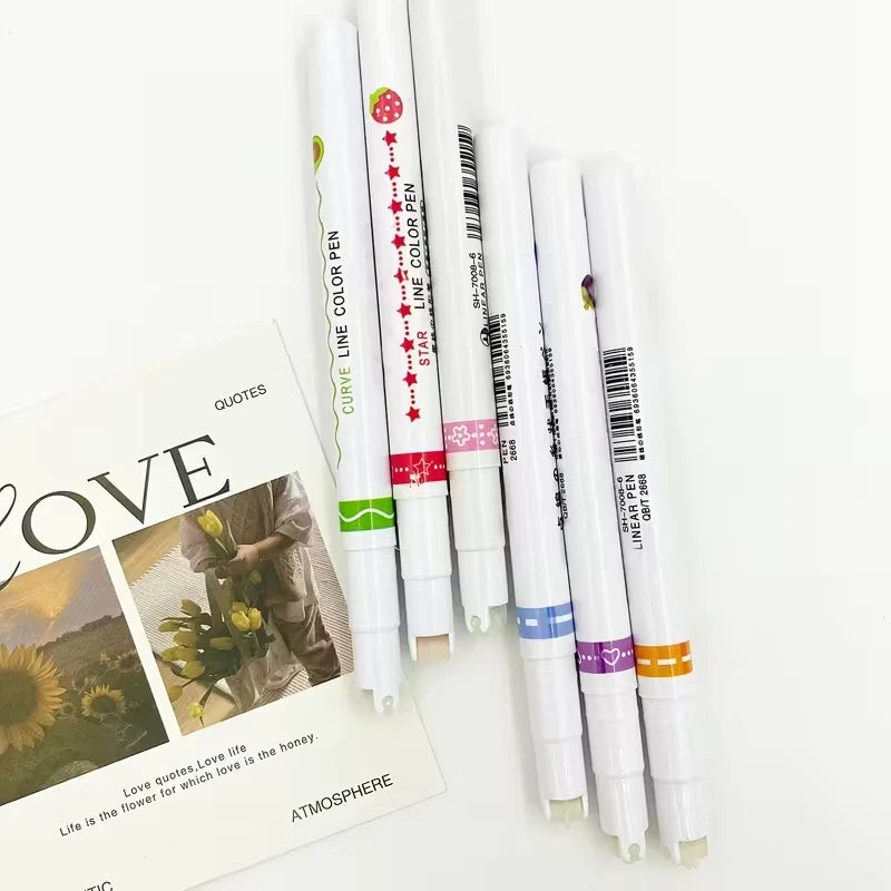 Set of 6 Mixed Flower Fine Line Pens – PVC, Perfect for Notes, Marking & Gift Giving