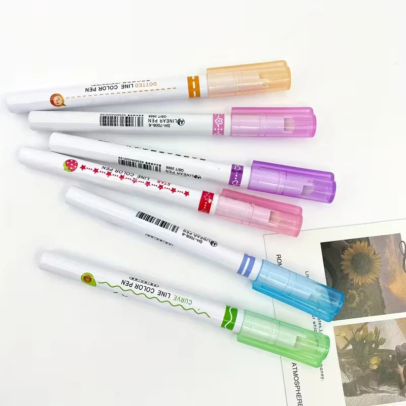 Set of 6 Mixed Flower Fine Line Pens – PVC, Perfect for Notes, Marking & Gift Giving