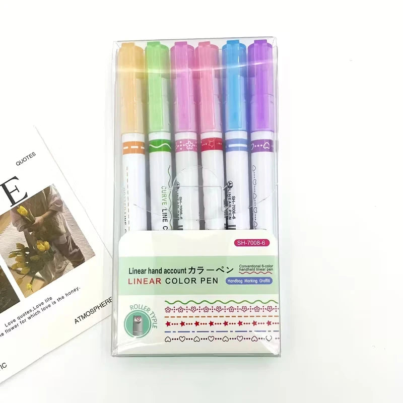 Set of 6 Mixed Flower Fine Line Pens – PVC, Perfect for Notes, Marking & Gift Giving