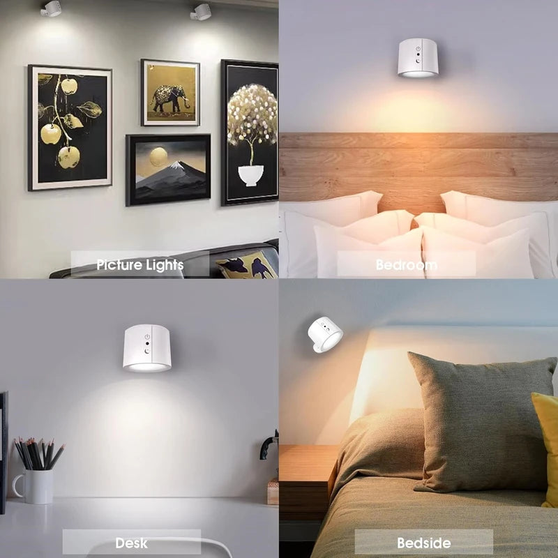 LED Magnetic Wall Lamp – Movable Spotlight for Bedside & Decorative Reading