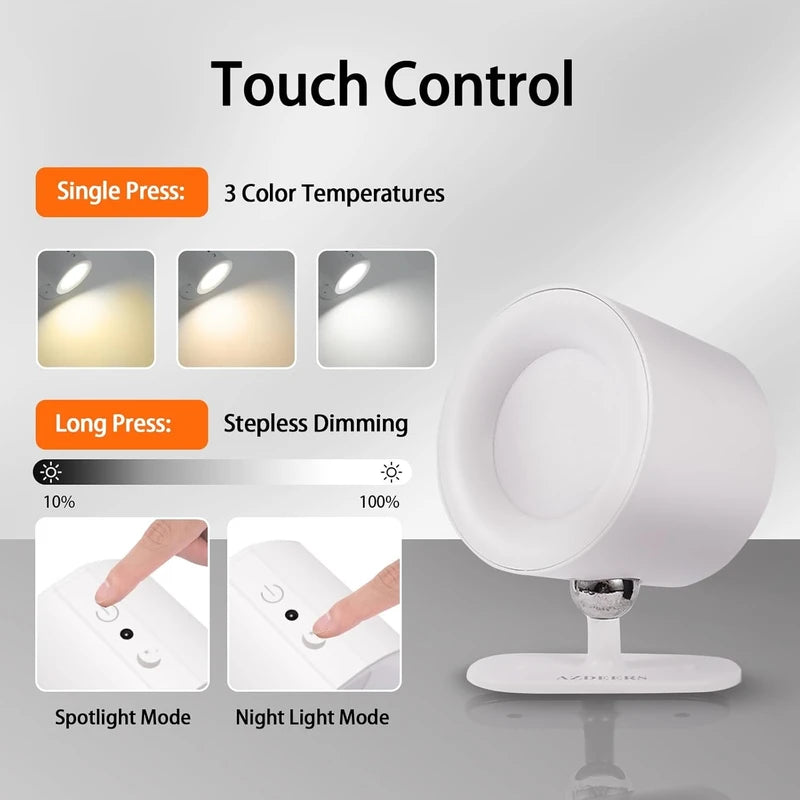 LED Magnetic Wall Lamp – Movable Spotlight for Bedside & Decorative Reading