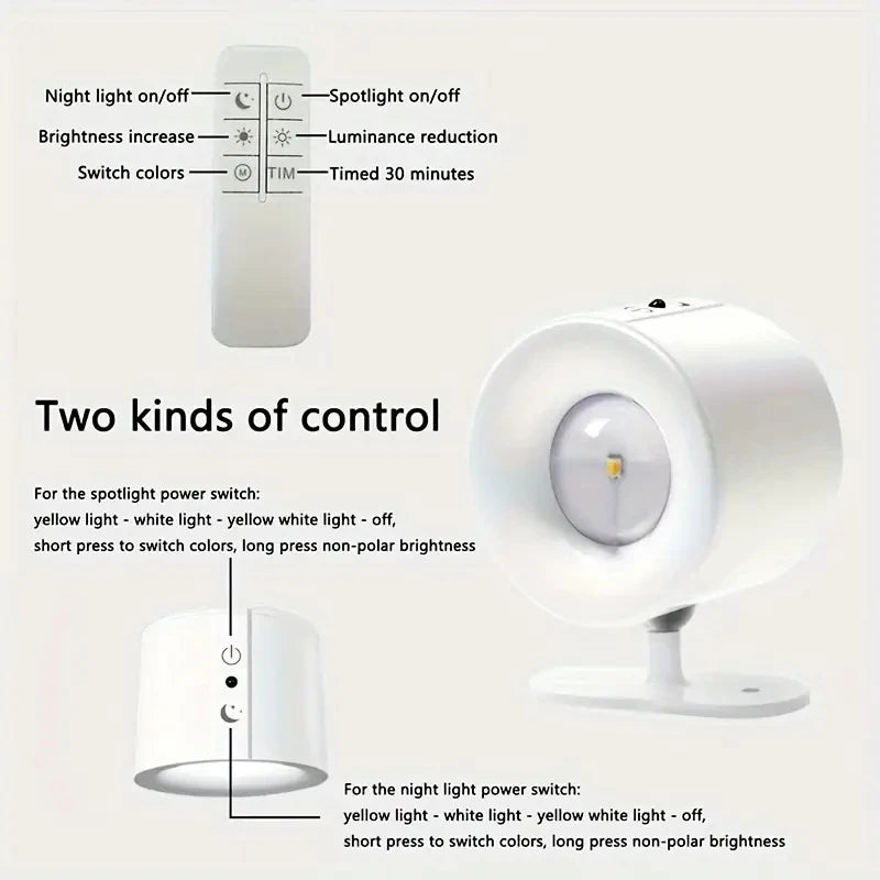 LED Magnetic Wall Lamp – Movable Spotlight for Bedside & Decorative Reading