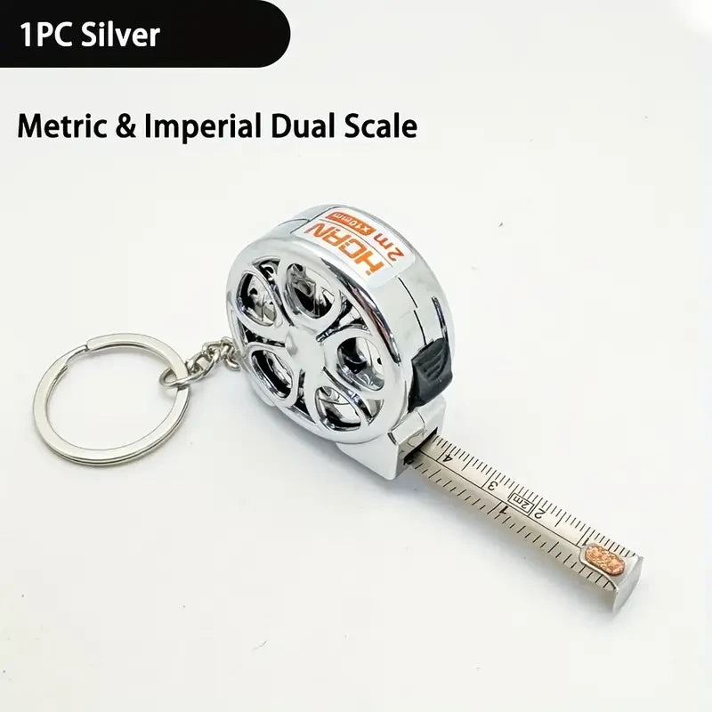 Mini Keychain Tape Measure – 2m Steel Ruler with Dual Scale (Metric & Imperial)
