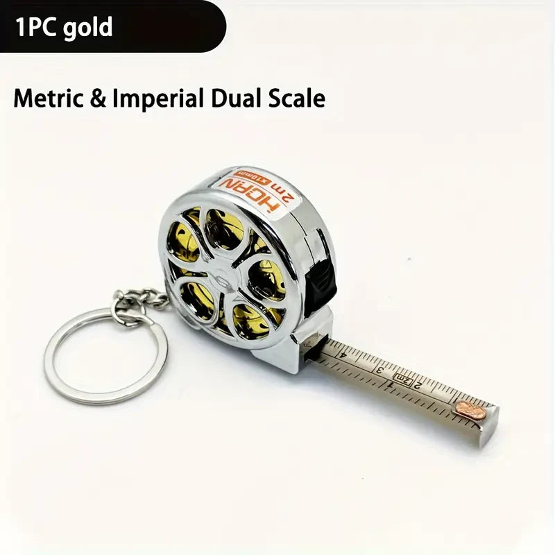 Mini Keychain Tape Measure – 2m Steel Ruler with Dual Scale (Metric & Imperial)