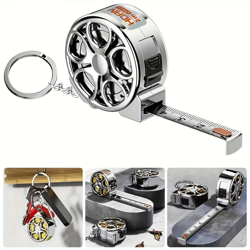 Mini Keychain Tape Measure – 2m Steel Ruler with Dual Scale (Metric & Imperial)