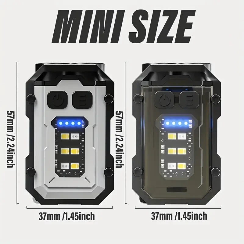 Mini Rechargeable Keychain Flashlight – LED Light with Clip, Magnetic Base & Power Display