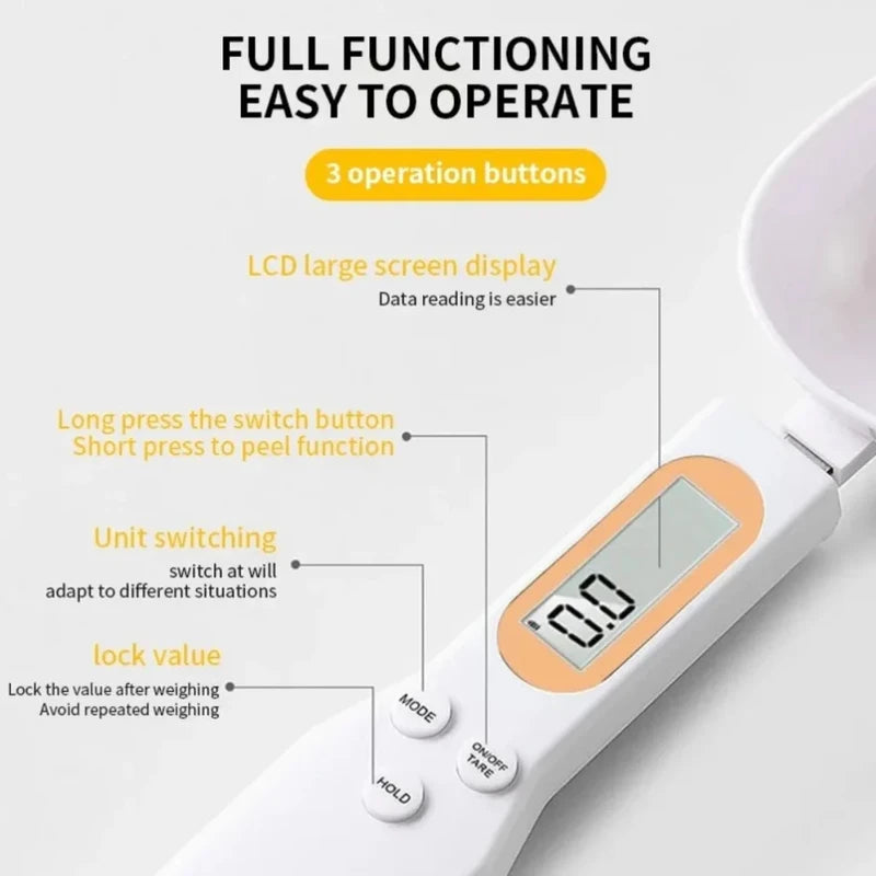 Mini Spoon Food Scale Digital Kitchen Electronic LCD Food Scale (0.1–500g)
