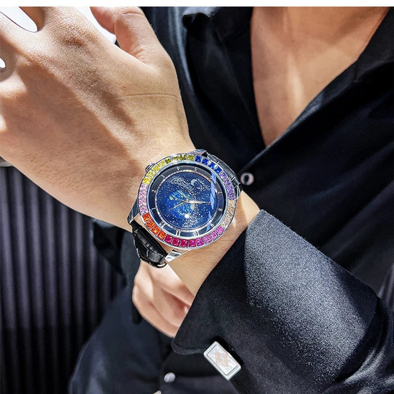 Ogulas Starry Sky Diamond Watch – Men’s Automatic Mechanical, Waterproof & Luminous Fashion Style