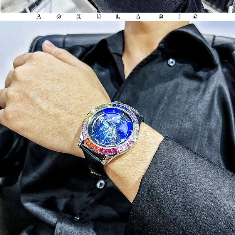 Ogulas Starry Sky Diamond Watch – Men’s Automatic Mechanical, Waterproof & Luminous Fashion Style