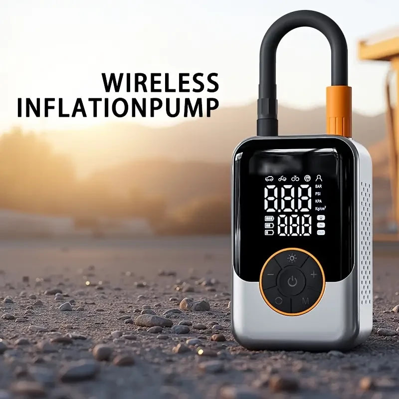 Portable Mini Wireless Tire Inflator – USB Rechargeable Air Pump with Digital Display