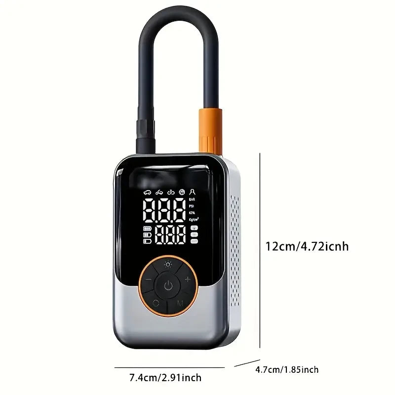 Portable Mini Wireless Tire Inflator – USB Rechargeable Air Pump with Digital Display
