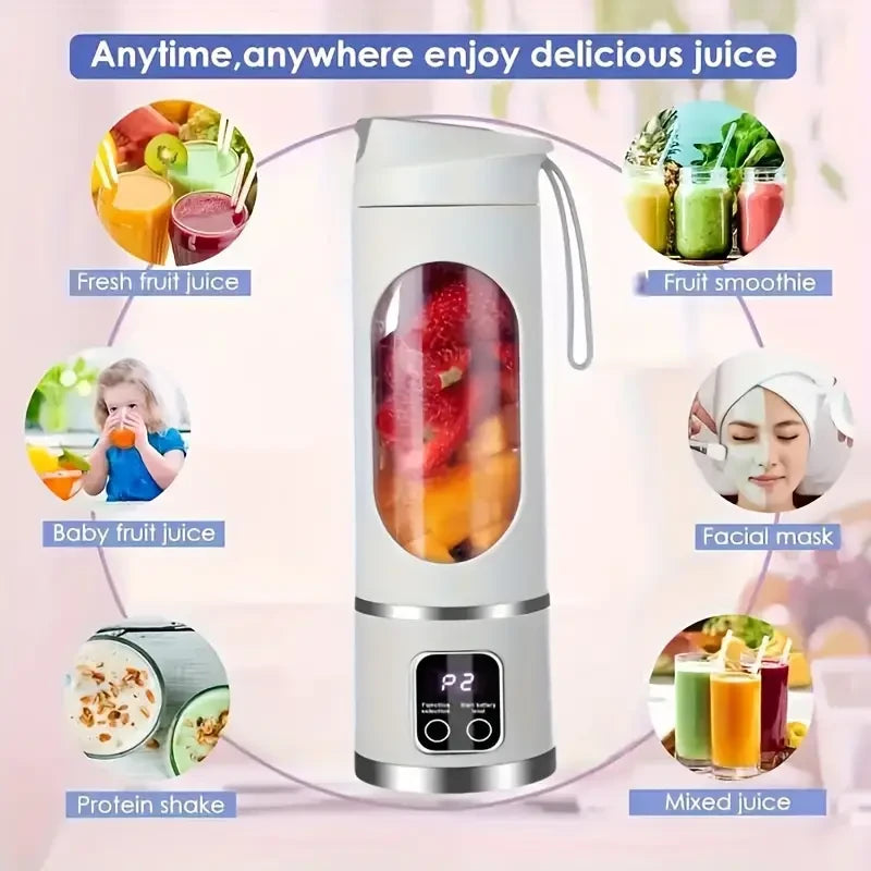 Portable USB Rechargeable Juicer – Cordless, Rechargeable, Easy to Clean, Perfect for Smoothies & Travel