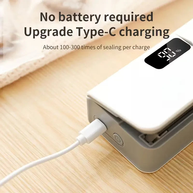 Portable USB Rechargeable Sealing Machine – 6 Modes, 100–300 Uses per Charge for Snacks & Food Storage