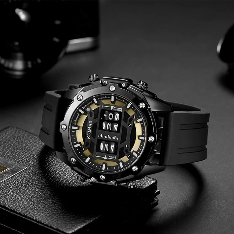 RUIMAS Raimashi Men’s Sports Watch – Personalized Waterproof Quartz with Roller Design (553)