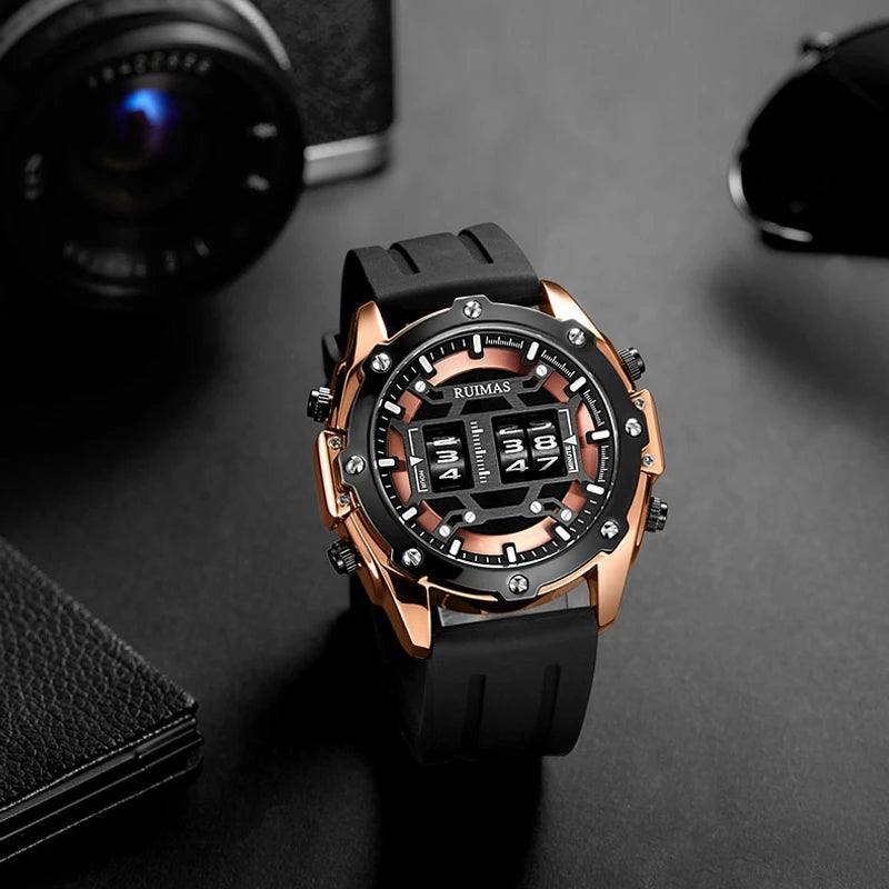 RUIMAS Raimashi Men’s Sports Watch – Personalized Waterproof Quartz with Roller Design (553)