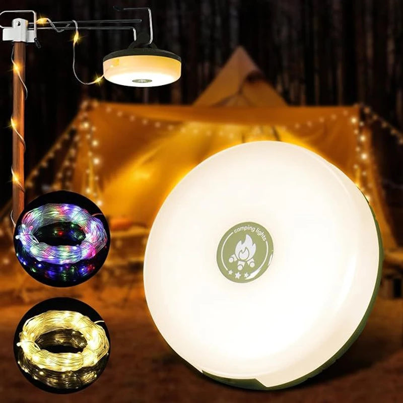 Rechargeable LED Camping Light & Power Bank – Tent Ceiling Lamp with Long Endurance