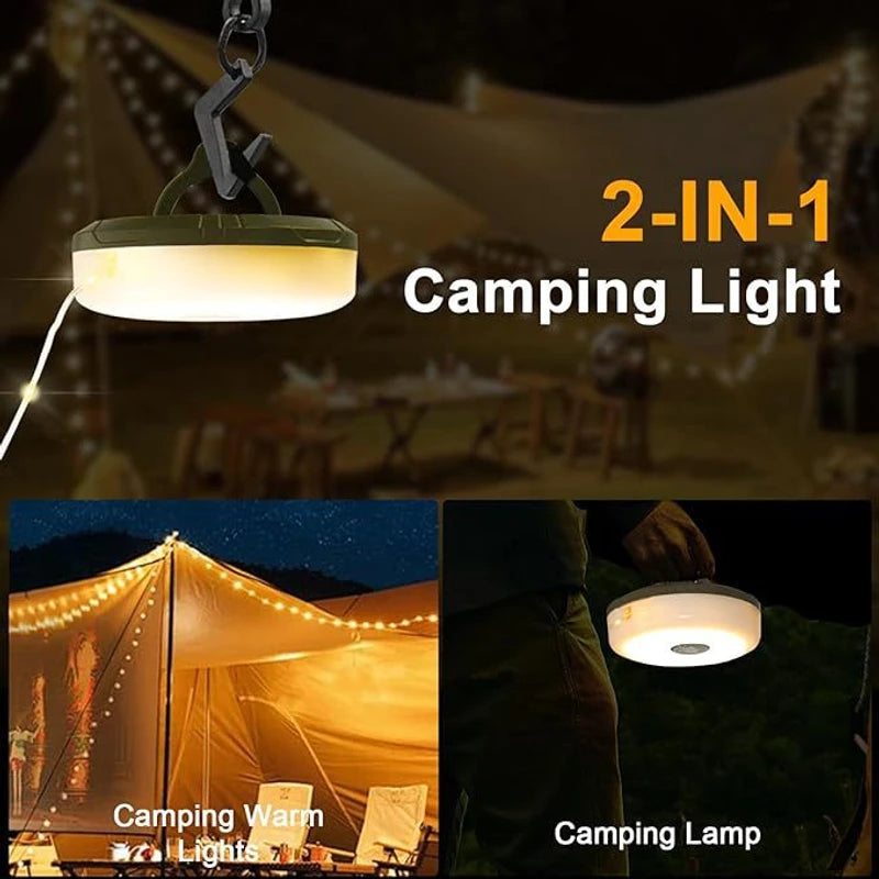 Rechargeable LED Camping Light & Power Bank – Tent Ceiling Lamp with Long Endurance