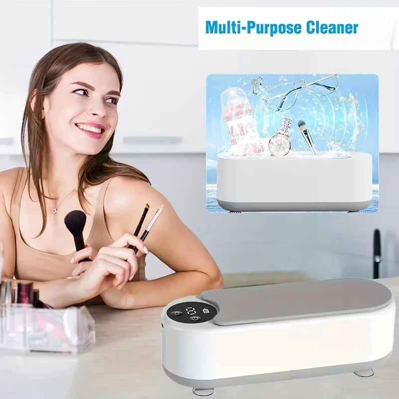 Rechargeable Portable Jewelry Cleaner – 360° Vibration Device for Rings, Glasses, Dentures & More