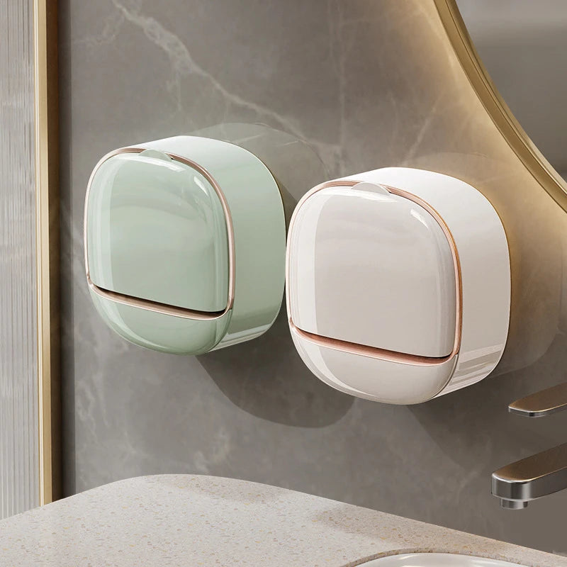 Wall-Mounted Soap Box – Light Luxury Punch-Free Drain Rack for Laundry & Bathroom