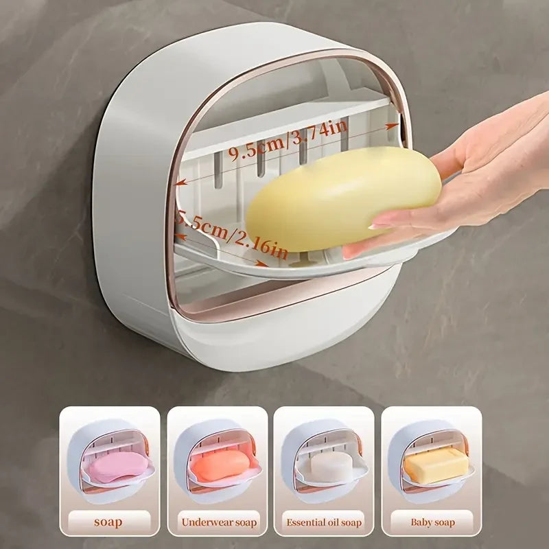 Wall-Mounted Soap Box – Light Luxury Punch-Free Drain Rack for Laundry & Bathroom
