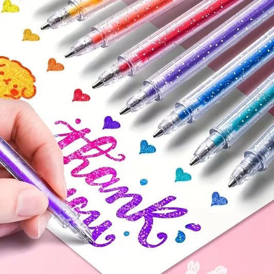 12pcs Color-Changing Glitter Gel Pens – Creative Highlighters for Art, Drawing & Office Supplies