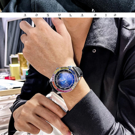Ogulas Starry Sky Diamond Watch – Men’s Automatic Mechanical, Waterproof & Luminous Fashion Style